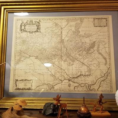 VArious antique and reproduction maps, framed and unframed