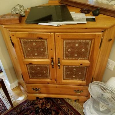 Pine Pie Safe Corner TV entertainment cabinet