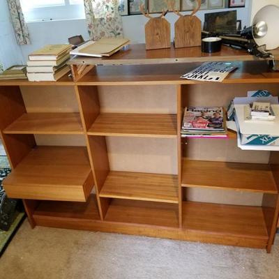 Denmark Mid Century Teak Shelving System, Free standing with drawer cabinetry