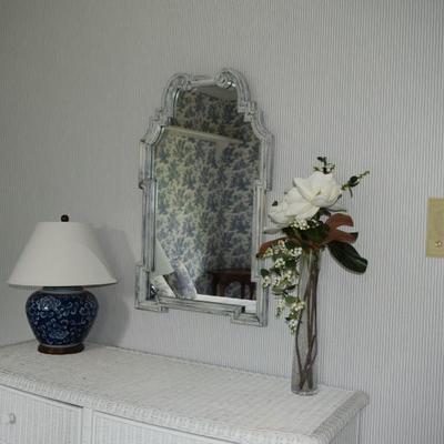 Lamp, Mirror, & Floral Decor