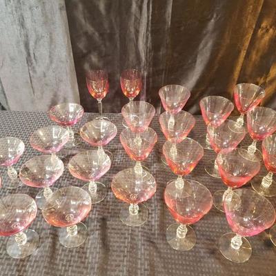 Vintage Cut pink & cranberry glassware and crystal