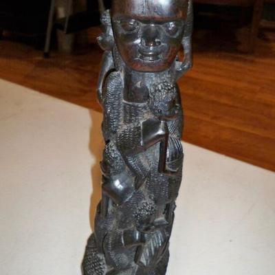 Zulu Carved Wood Tree of Life statue.