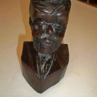 African Carved wood Head Bust sculpture.