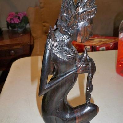 Carved wood Tibetan Goddess statue.