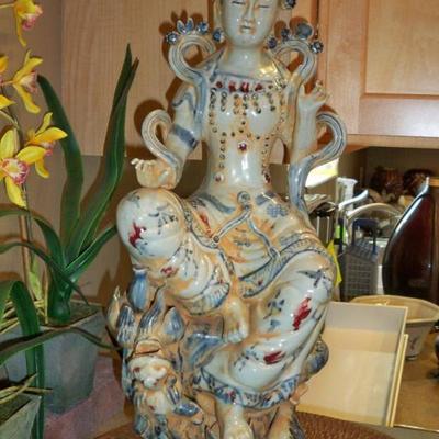 Asian Goddess Pottery statue.