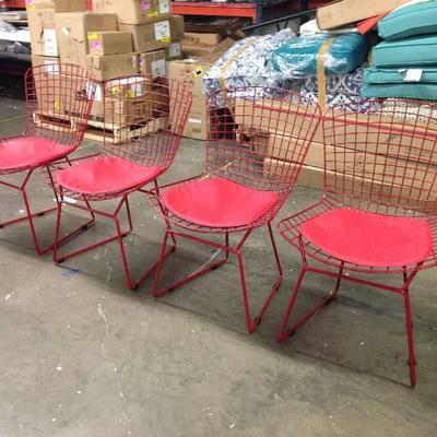 Set of 4 Red WIre Dining Chairs