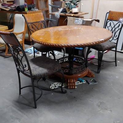 Wood and Wrought Iron Dining Set