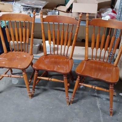 Set of 3 Tell City Wood Dining Chairs