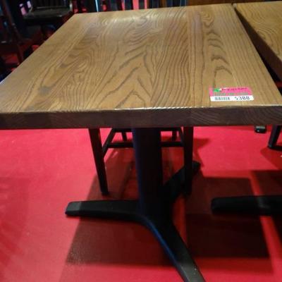 Wooden Table with Single Metal Base