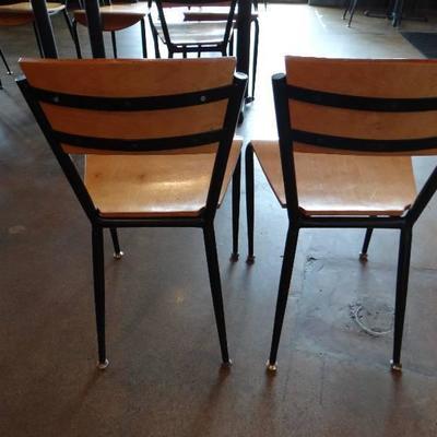 (2) Metal Frame Wooden Seat Back Chairs..