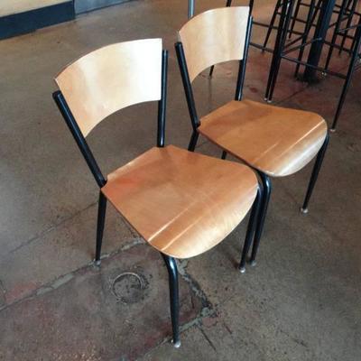(2) Metal Frame Wooden Seat Back Chair