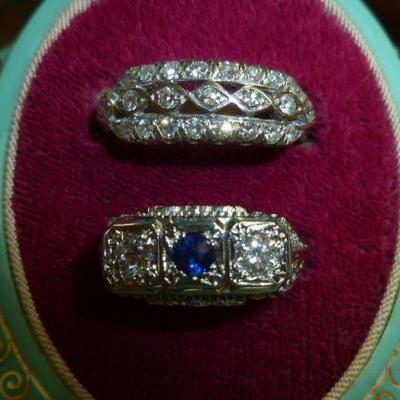 Platinum and 18K diamond rings
