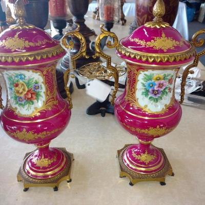 Pair of French Ormolu Urns by Sevres