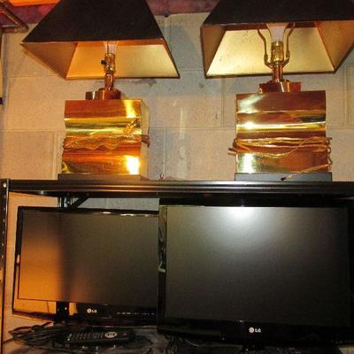 Fun brass lamps and HDTVs