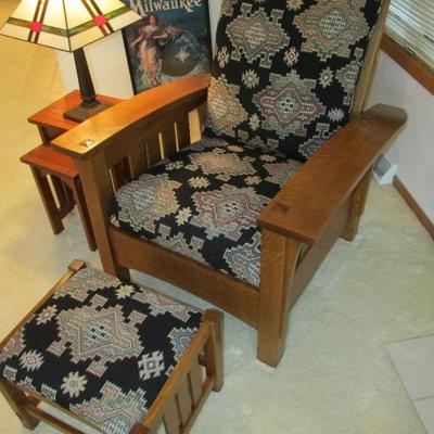 Stickley Morris chair and ottoman