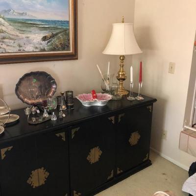 Asian black side board. Buffet