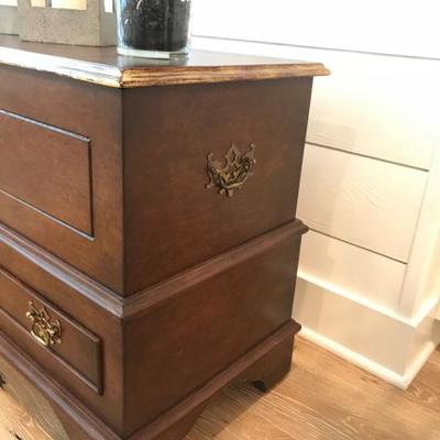 Custom made night stand drawer and trunk. Purchased at $1,000 each. Estate sale price: $250 each. (2 available)