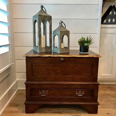 Custom made night stand drawer and trunk. Purchased at $1,000 each. Estate sale price: $250 each. (2 available)