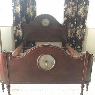 European antique Full bed frame. Hand painted in the middle both on the headboard and the foot board. $300