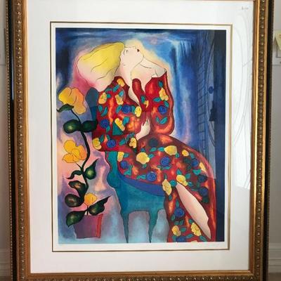 Linda Le Kinff hand signed limited edition lithograph. 33.5