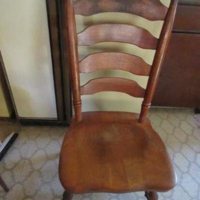 Vintage octagon dining table with ladder back chairs
