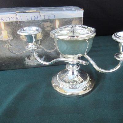 Silver plated candle abra