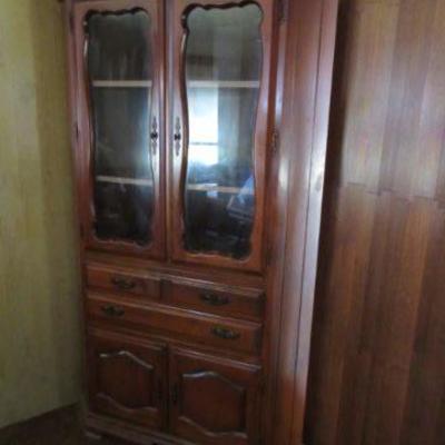 Vintage corner curio cabinet and hutch