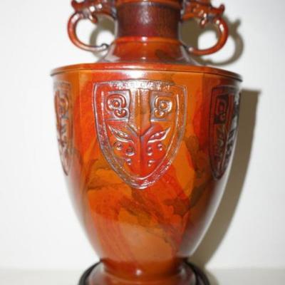 Vintage Japanese Bronze colored Vase.  Toko / Tokyo Dragon Art Handles Vase..  