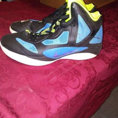 Blue and Black Nike High Top Basketball Shoes