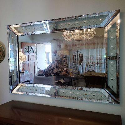 Large, gorgeous Mid Century Modern wall mirror.