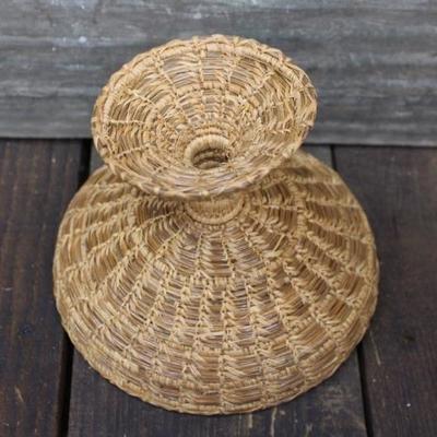 Native American Pine Needle Pedestal Basket Bowl