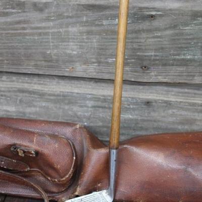 Leather Golf Bag & Wood Club
