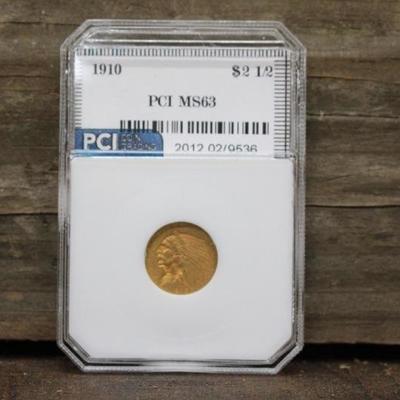 1910 MS63 $2.50 Indian Head Gold Coin
