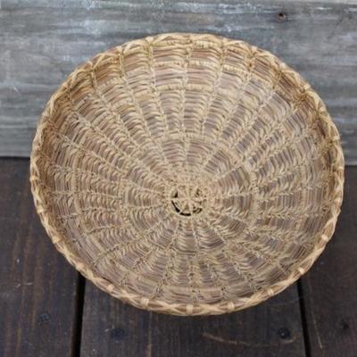 Native American Pine Needle Pedestal Basket Bowl