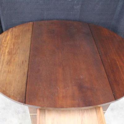 Oval shaped Mahogany Drop Side Table with One Drawer