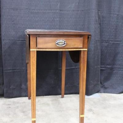 Oval shaped Mahogany Drop Side Table with One Drawer