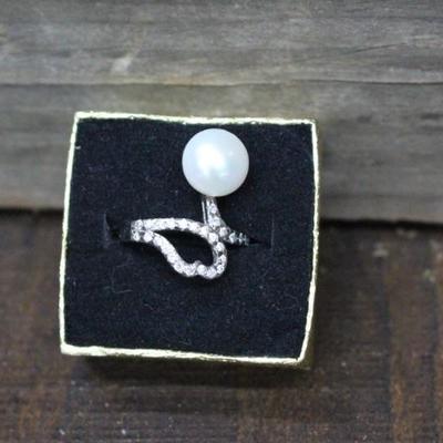 Sterling Silver Pearl Wrap Ring Size 7