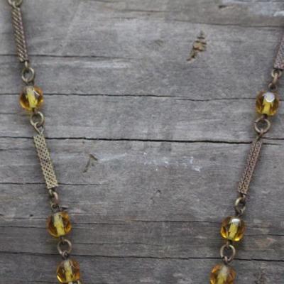 1920's Amber Lucite Pendant Necklace