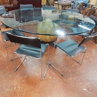 Brian Reale Designer round glass dining table and chairs