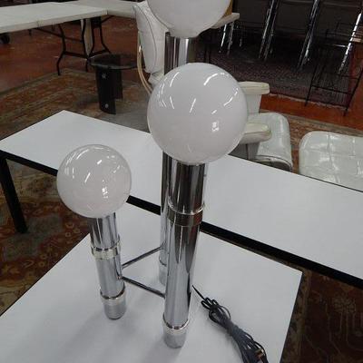 Modern Chrome White Glass 3 Light Lamp
