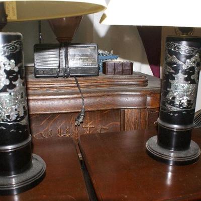 Set of C.1950's Era Mother of Pearl Japanese Table Lamps 