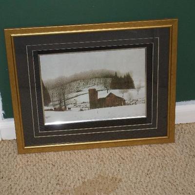 Framed Picture of Winter Farm  