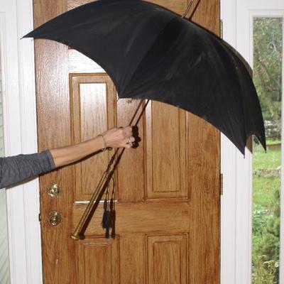 19th Century Antique Gold Tone Brass Umbrella Parasol in Wonderful Condition by 