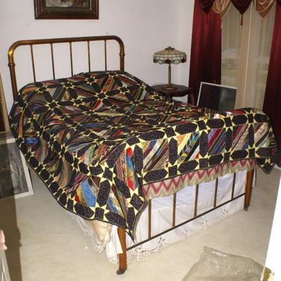 The Next 8 Pictures are all of the Same Quilt 
Antique Victorian Handmade Crazy Quilt Embroidery Needlework Folk Art Bedspread