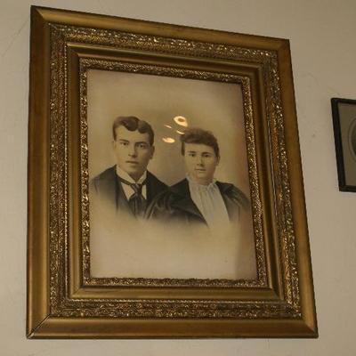 Victorian Era Black & White Framed Image of Husband & Wife That Moved to Milford and Started the Fox Farm in Milford, Michigan in the...