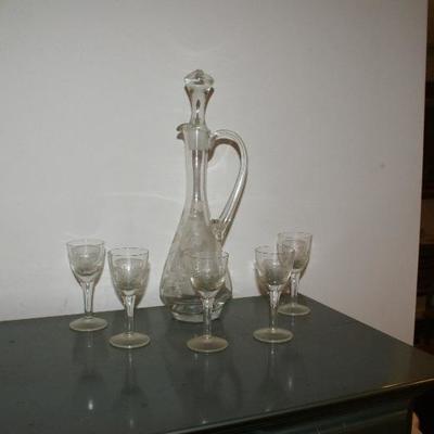 Vintage Glass Decanter Set 