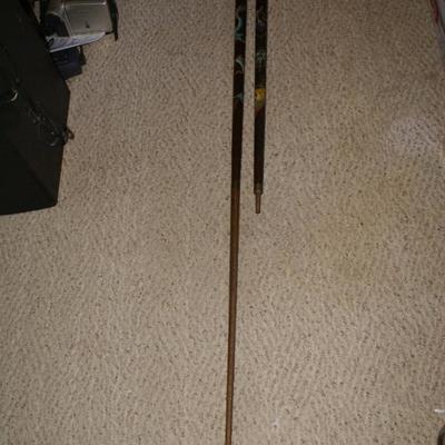 Set of 2 Japanese Old Walking Stick / Cue Sticks 