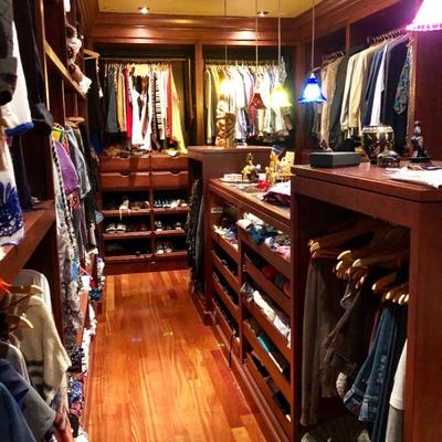 Overwhelming selection of designer clothing, shoes, accessories, etc.