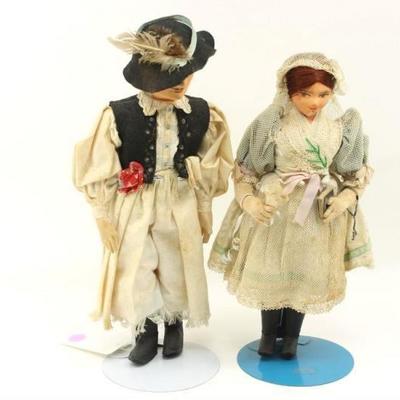Pair of Eastern European Dolls in Traditional Attire