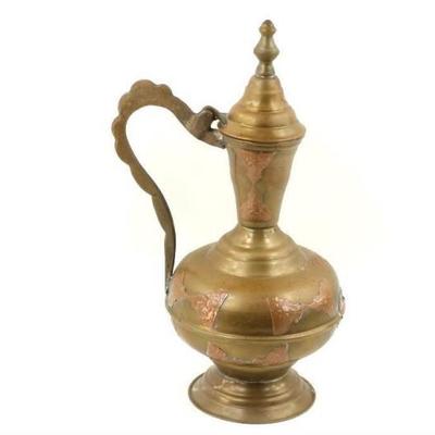 Brass Ewer with Copper Bow Tie Accents